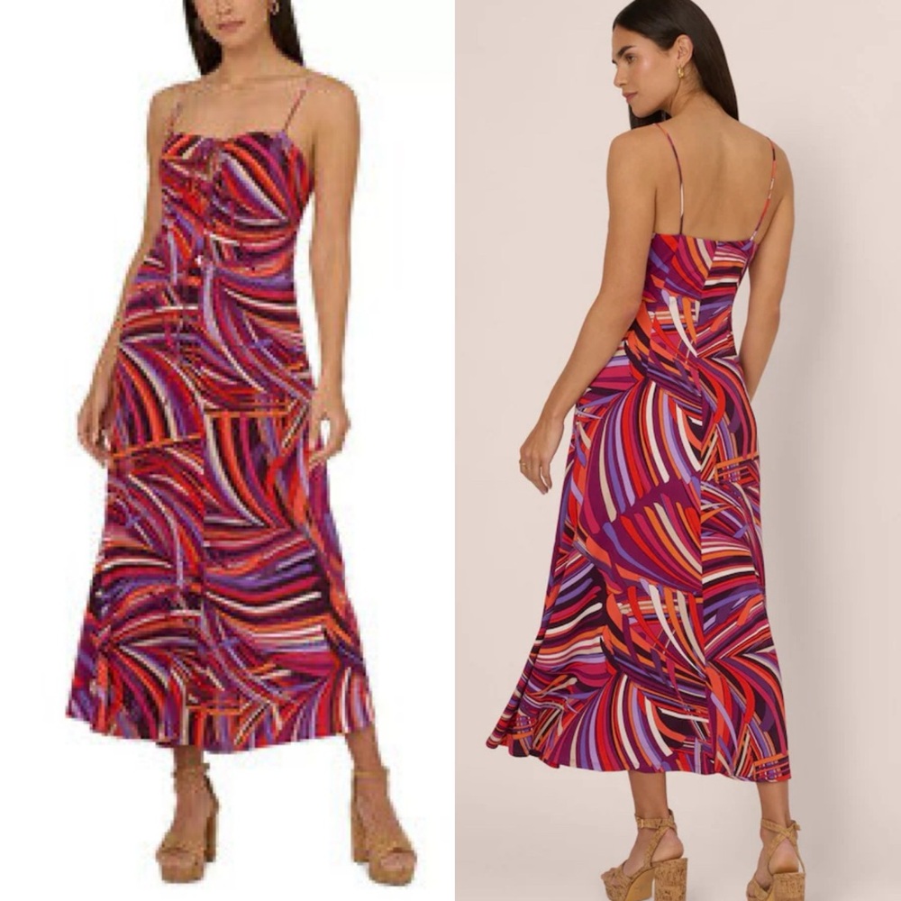 Adrianna by Adrianna Papell
Women's Printed Midi Multicolor Strappy Dress Sz 8